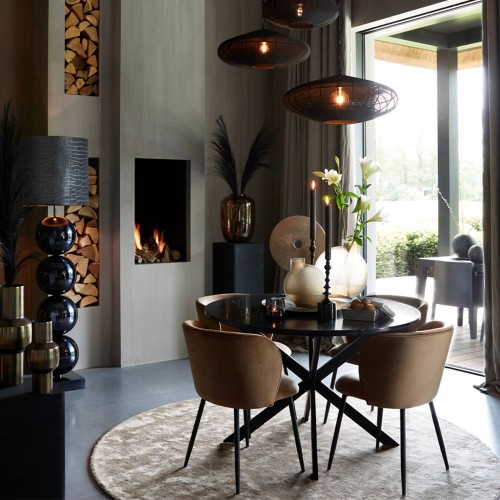 Sedia ELYNA in velluto marrone-nero opaco 56x55x79 cm