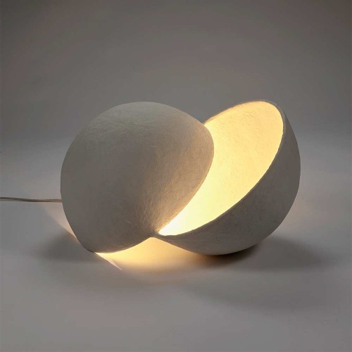 Lampada da terra L in cartapesta bianca Terra