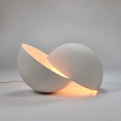 Staande lamp L wit papier mache Aarde