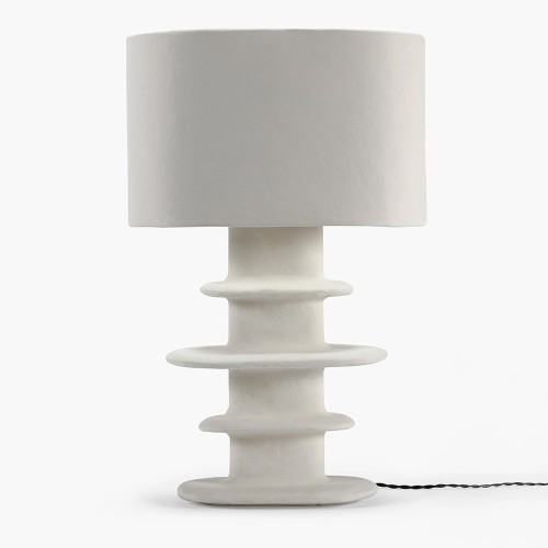 Lampe de table blanche papier mâché géométrique Earth