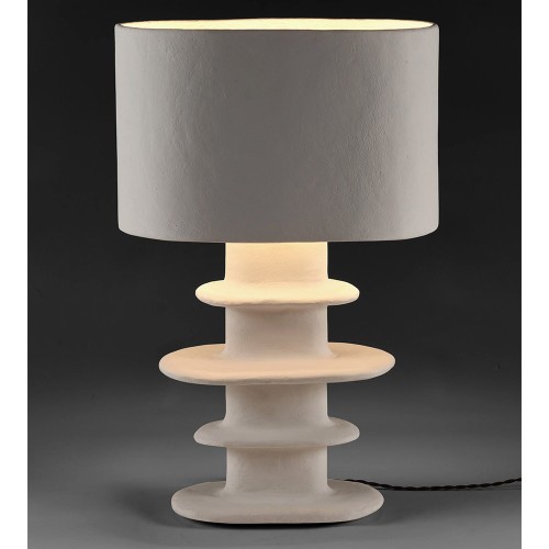 Earth geometric papier-mâché white table lamp