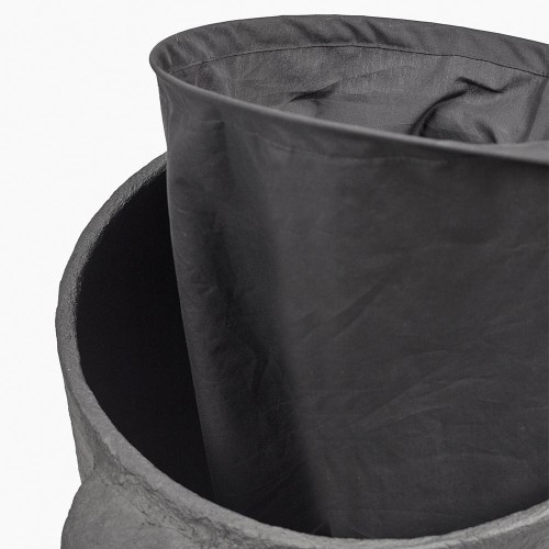 Basket with lid black linen bag paper mache Earth