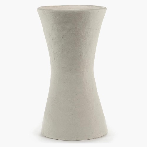 Vase L blanc papier mache Earth