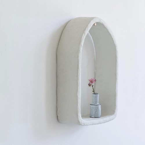 Nicho de pared de papel maché blanco Tierra