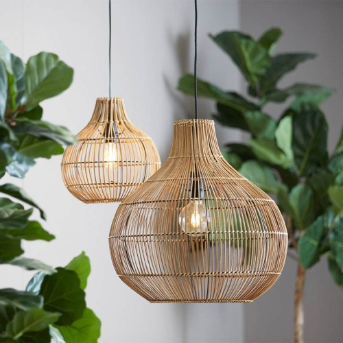 Lampada a sospensione Ø40x41,5 cm PACINO in rattan marrone scuro