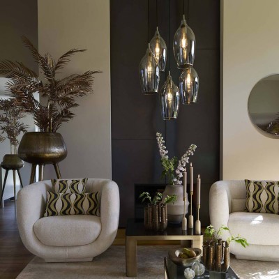 LUKARO hanging lamp antique bronze smoked glass light and living