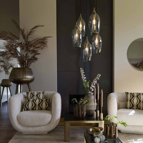 Suspension LUKARO bronze antique + verre fumée