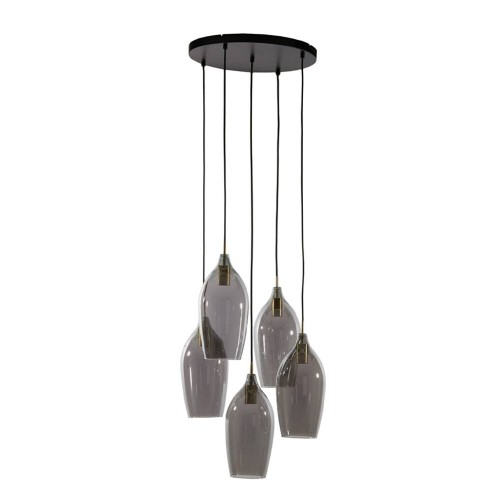 Suspension LUKARO bronze antique + verre fumée