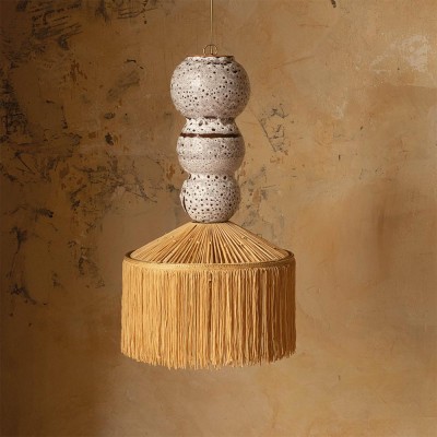 Hanglamp Henriette Parasol Raphia Franges Honoré