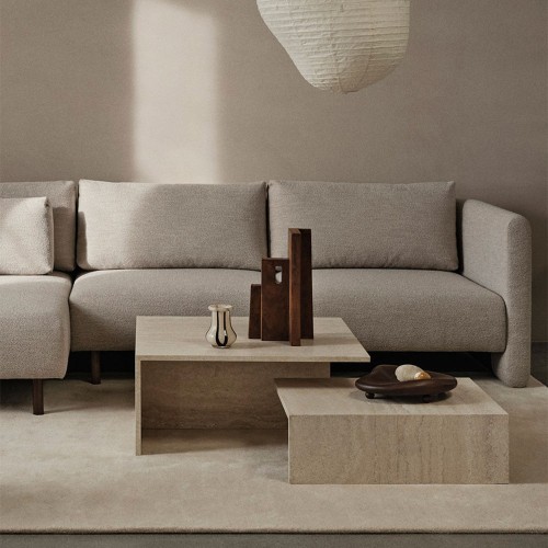 Zentrales Sofa Dase in weichem Bouclé-Stoff