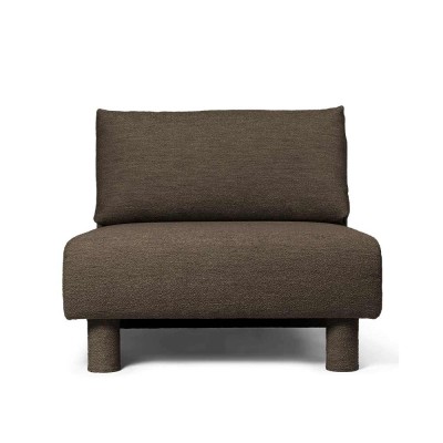 Canapé central Dase en tissu bouclé doux marron foncé