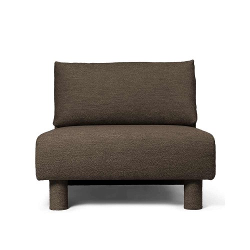 Canapé central Dase en tissu bouclé doux marron foncé