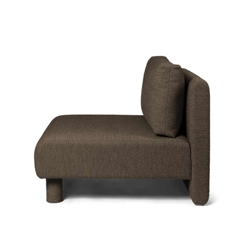 Canapé central Dase en tissu bouclé doux marron foncé