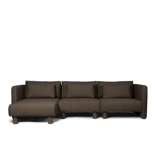 Dase central sofa in soft dark brown bouclé fabric