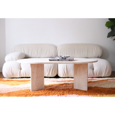 Table basse ovale en travertin Them
