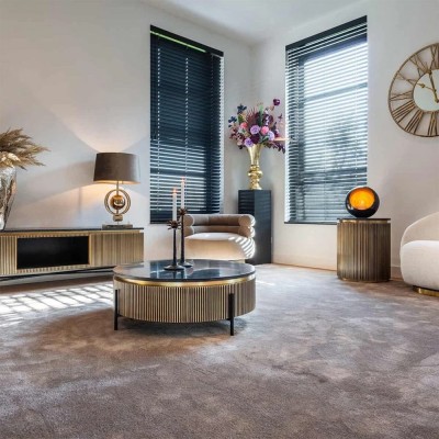 Ironville 2-door gold TV stand 2