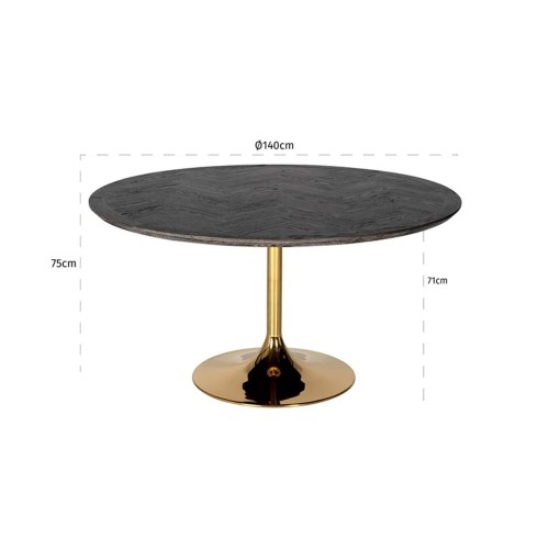 Blackbone gold 140Ø dining table (rustic black)