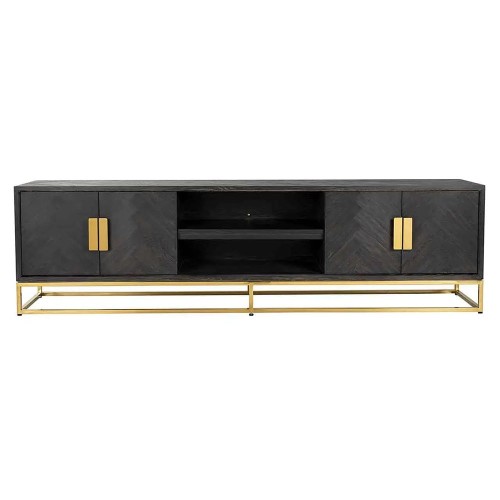 TV Sideboard Blackbone gold 4-türig 220 (Rustikales Schwarz)