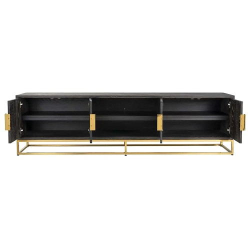 Credenza TV a 4 ante Blackbone gold 220 (Nero rustico)