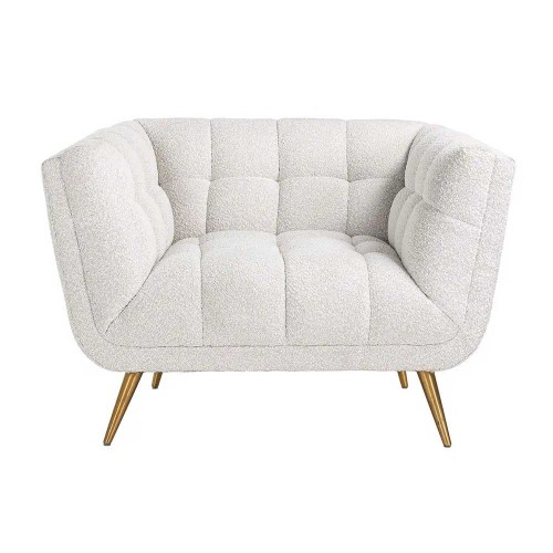 Fauteuil Huxley Blanc Bouclé / Or Brossé