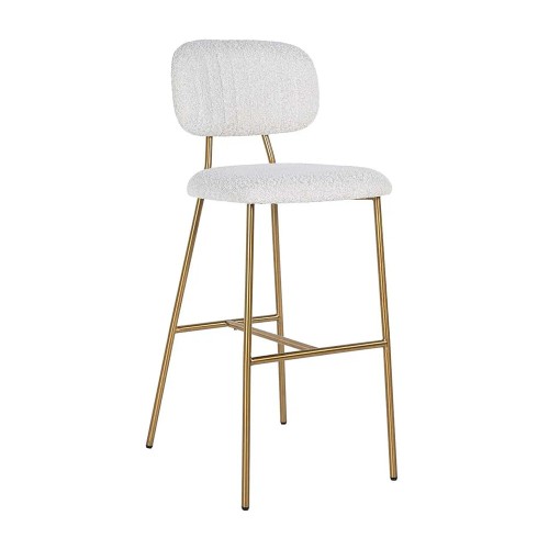 Tabouret Xenia bouclé blanc / or brossé