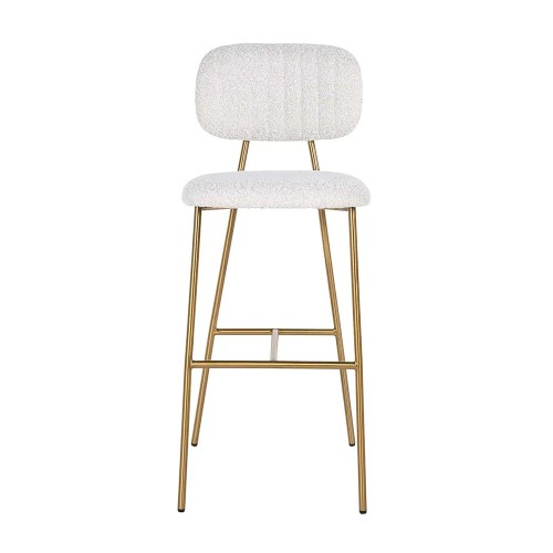 Tabouret Xenia bouclé blanc / or brossé