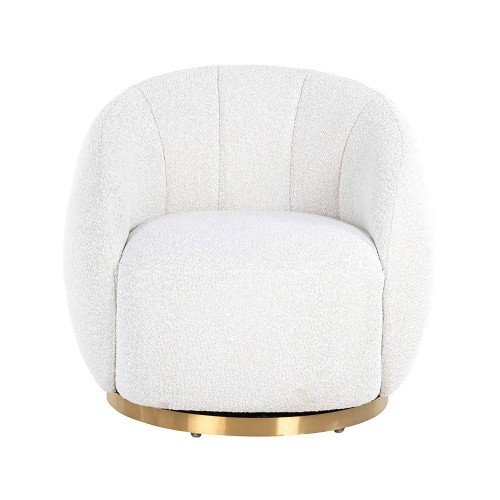 Jago bouclé swivel chair white/brushed gold
