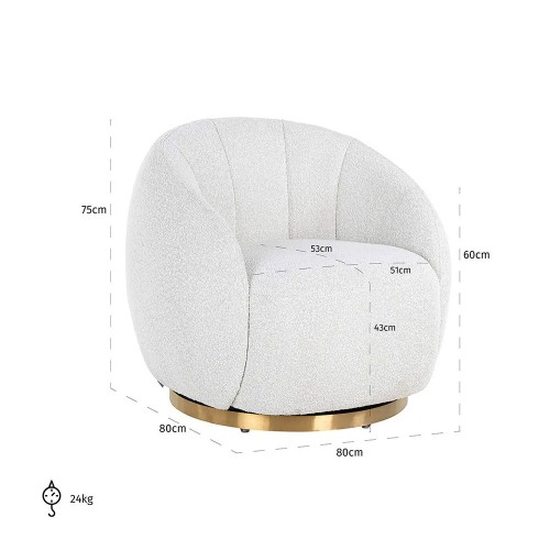 Jago bouclé swivel chair white/brushed gold