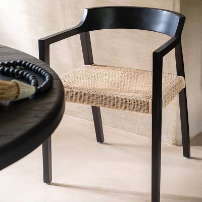 Stuhl Emma Teakholz schwarz/braun 2