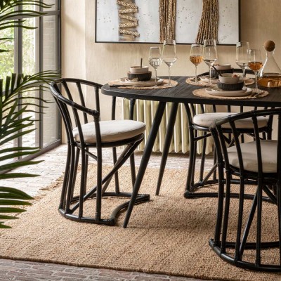 Sedia in rattan/tessuto - nero J-Line