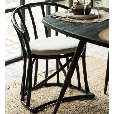 Sedia in rattan/tessuto - nero 2