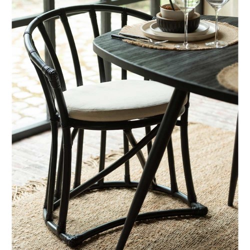 Sedia in rattan/tessuto - nero