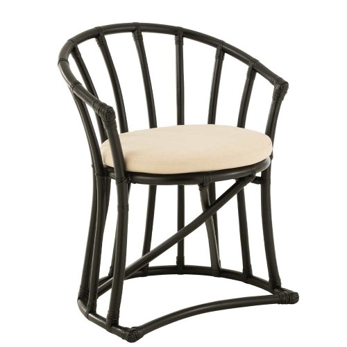 Chaise Rotin/textile - noir