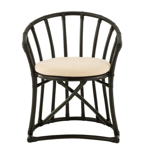 Chaise Rotin/textile - noir
