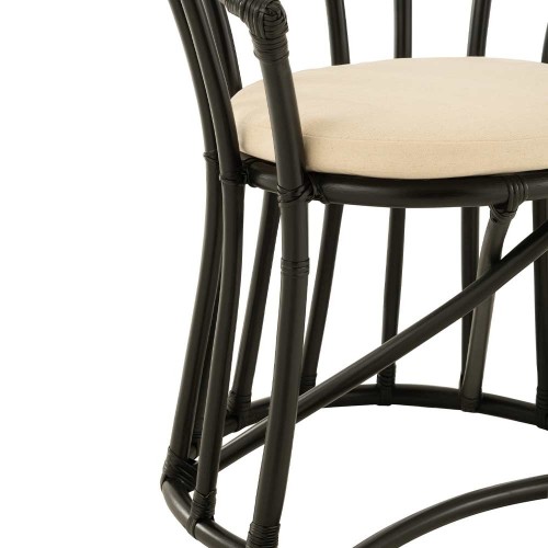 Stuhl Rattan/Textil - schwarz