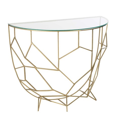 Moza console van metaal/goud glas