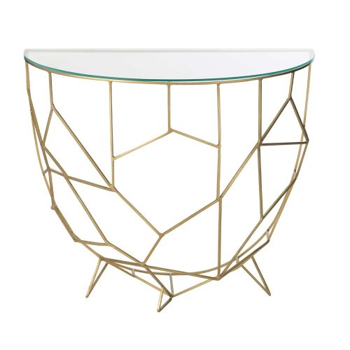 Moza metal/golden glass console