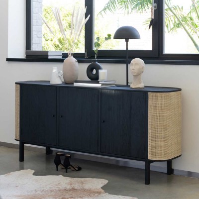 3-türiges Sideboard Molly - schwarz J-Line