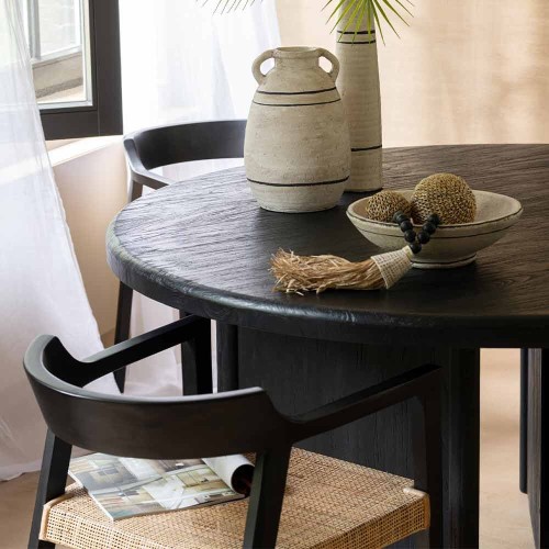 Ronde teak tafel - zwart
