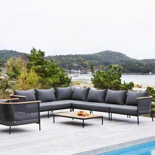 Riad coffee table rectangular teak anthracite Oasiq