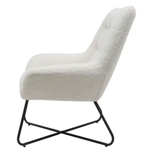 Fauteuil Kami tissu effet laine bouclette blanc