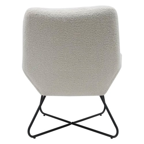 Poltrona Kami in tessuto bouclette bianco effetto lana