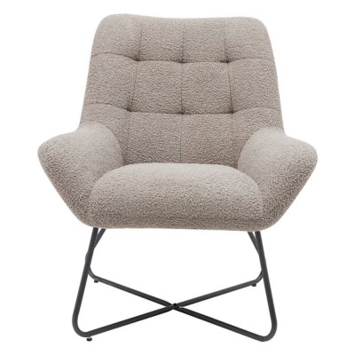 Fauteuil Kami tissu effet laine bouclette gris foncé Moodntone