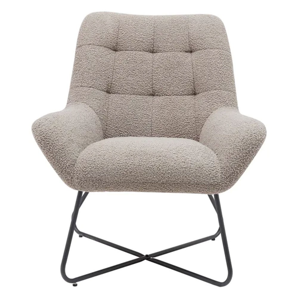 Fauteuil Kami tissu effet laine bouclette gris foncé