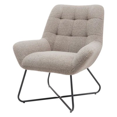 Fauteuil Kami tissu effet laine bouclette gris foncé 2