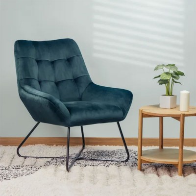 Kami grey-blue velvet armchair Moodntone