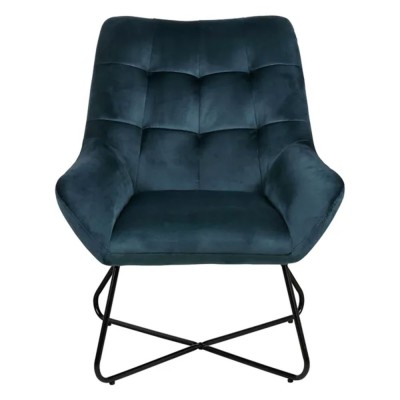 Fauteuil Kami velours gris bleu 2