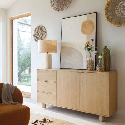 SIMONA sideboard in light oak Blanc d Ivoire