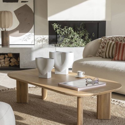 Salontafel SIMONA in licht eiken Blanc d Ivoire