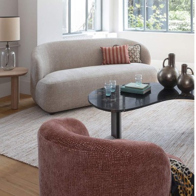 LISETTE-Sofa aus Samt-Jacquardgewebe - Sand Blanc d Ivoire